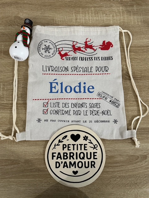 🎄 Sac de Noël “Livraison spéciale” personnalisable avec prénom (PRÉ-COMMANDE)
