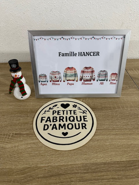 🎅 Cadre de Noël famille – Pulls de Noël personnalisés